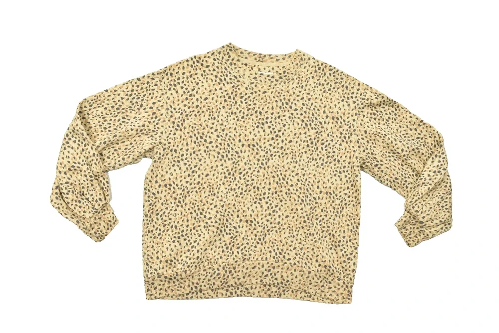 Abercrombie & Fitch Soft A&F Collection Leopard Print Fleece Crewneck Sweatshirt - Picture 1 of 8